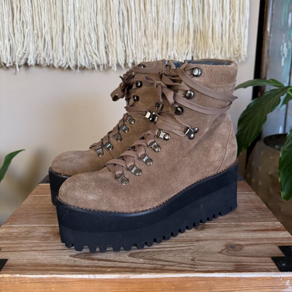 Jeffrey Campbell Brown Suede Platform Hiking Boots